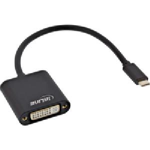 InLine USB Display Konverter - USB-C Stecker zu DVI Buchse - schwarz